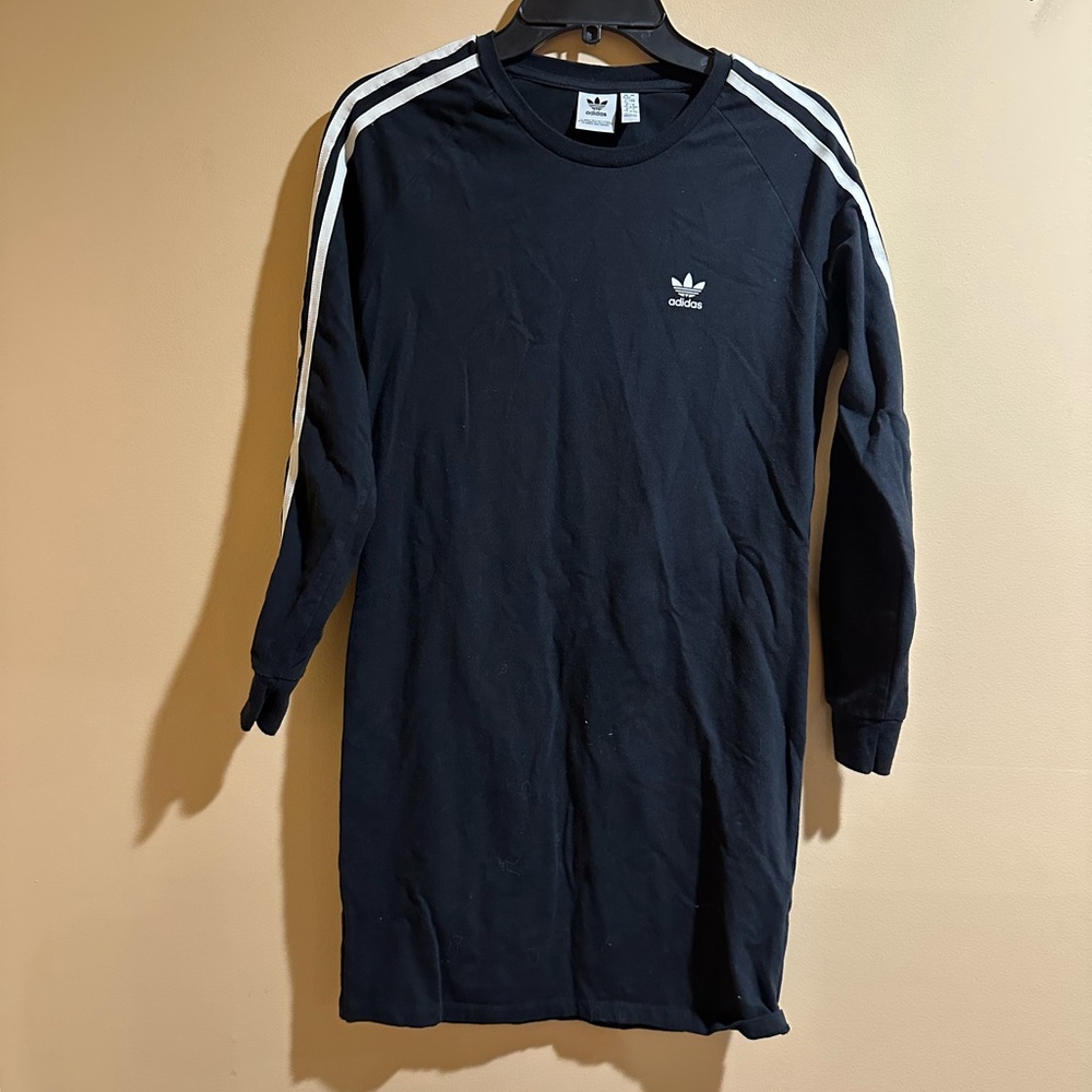 Adidas Black Dress with White Stripes